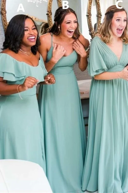 Mismatch Light Jade Chiffon Bridesmaid Dress